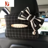 三维工匠车载抽纸盒创意汽车抽纸袋餐巾纸盒车用挂式遮阳板扶手箱纸巾盒女 [日系蝴蝶结]纸巾盒