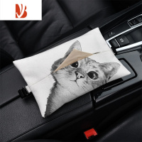 三维工匠北欧猫 车载纸巾盒抽纸盒车内挂式纸巾套扶手箱遮阳板通用奔驰 车载抽纸-北欧猫2