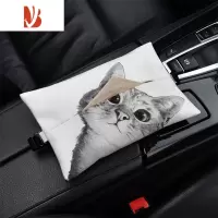 三维工匠北欧猫 车载纸巾盒抽纸盒车内挂式纸巾套扶手箱遮阳板通用奔驰 车载抽纸-北欧猫2