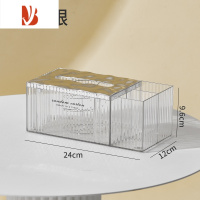 三维工匠透明轻奢风纸巾盒客厅家用创意抽纸盒桌面茶几遥控器收纳盒高颜值 [轻奢多功能抽纸盒]透明银
