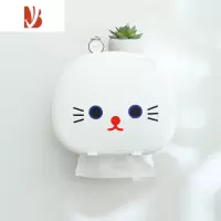 三维工匠卡通卫生间纸巾盒免打孔壁挂厕所抽纸盒卷纸架浴室面巾洗脸巾收纳 小猫咪-白色-[ 抽纸 卷纸 洗脸巾 通用 ]
