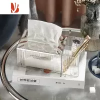 三维工匠纸巾盒客厅轻奢抽纸盒家用创意多茶几遥控器收纳餐巾纸盒 透明银2个装