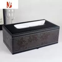 三维工匠羊皮革纸巾盒木质 客厅茶几餐巾抽纸盒 车用简约可爱欧式创意家用 复古雕花纹