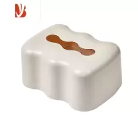 三维工匠法式奶油风纸巾盒客厅简约抽纸盒轻奢创意家用茶几摆件装饰品 霜白
