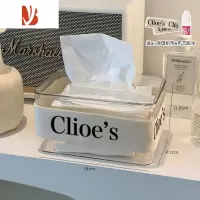 三维工匠ins风简约抽纸盒家用客厅创意卧室透明纸巾盒办公室桌面餐巾纸盒 透明 送DIY字母织带