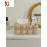 三维工匠多抽纸盒家用客厅茶几纸巾盒创意轻奢风桌面装饰品摆件高级感 1167收纳纸巾盒[咖色]