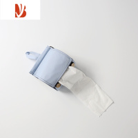 三维工匠布艺抽纸巾套袋 卷纸筒 创意挂式卧室纯色家用车载纸巾盒 浅蓝色 浅蓝卷纸套