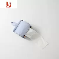 三维工匠布艺抽纸巾套袋 卷纸筒 创意挂式卧室纯色家用车载纸巾盒 浅蓝色 浅蓝卷纸套