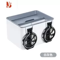 三维工匠车载纸巾盒车内挂式抽纸盒扶手箱储物盒水杯支架汽车装饰品高级感 全新升级[白灰色]双杯架可拆卸