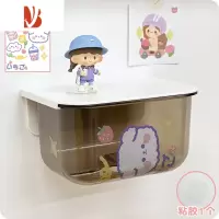 三维工匠壁挂纸巾盒可爱透明带盖防尘浴室家用学生宿舍洗脸巾抽纸收纳盒女 棕色 送DIY贴纸