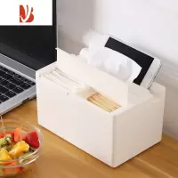 三维工匠桌面创意牙签筒纸巾盒家用客厅牙签盒多餐厅桌抽纸盒简约 白色-掀盖拿牙签纸巾盒可升降