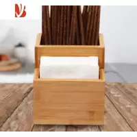 三维工匠竹制餐厅纸巾盒定制logo多火锅饭店酒店正方形创意巾纸盒刻字 二合一纸巾盒