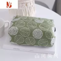 三维工匠纸巾盒刺绣棉麻ins日系铃鼓布艺纸巾套纸巾袋小黄花雏菊皆川明风 绿色叶脉纸巾套