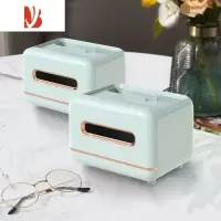 三维工匠纸巾盒客厅轻奢简约现代风家用创意多茶几抽纸遥控器收纳 北欧简约(薄荷绿)2个装