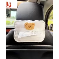 三维工匠车载纸巾盒可爱卡通创意汽车挂式抽纸包高质感收纳遮阳板车内装饰 [高质感]小熊头-纸巾包
