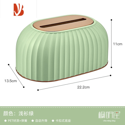 三维工匠纸巾盒抽纸盒家用客厅茶几创意简约轻奢多放遥控遥控器收纳 浅衫绿[椭圆形]