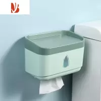 三维工匠卫生间纸巾盒免打孔厕所抽纸盒壁挂放厕纸的收纳置物架卫生纸挂架 橄榄绿