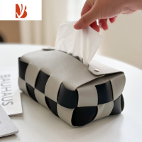 三维工匠蔓越家 ins网红款复古棋盘纸巾盒客厅抽纸收纳盒车载抽纸盒抽纸袋 Shan-棋盘格浅灰