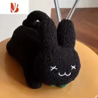 三维工匠黑白兔子纸巾盒 可爱毛绒布艺纸巾盒创意抽纸收纳家居装饰兔年 小黑