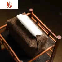三维工匠布艺纸巾盒中式禅意抽纸盒棉麻日式车载纸巾包复古收纳袋餐巾纸盒 深色纯色麻布