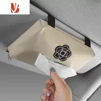 三维工匠汽车遮阳板纸巾盒抽纸盒便携挂式可爱小熊车载餐巾包纸巾包通用女 米色[茶花]