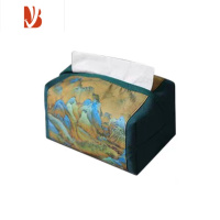 三维工匠锦有造物 布艺复古风中式纸巾盒艺术感 手工棉麻餐巾抽纸袋抽纸盒 千里江山图