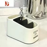 三维工匠纸巾盒客厅轻奢家用餐巾纸盒子创意抽纸盒茶几收纳盒套装 小兔子奶油色 桌面收纳盒
