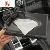 三维工匠车载皮革纸巾盒汽车用餐巾抽纸包车内扶手箱中控台创意可爱蝴蝶结 款式5(送纸巾+防滑垫)
