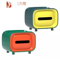 三维工匠纸巾盒北欧ins客厅茶几多创意遥控器收纳家用可爱简约抽纸盒 活力橙+复古黄