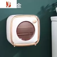 三维工匠网红卫生间纸巾盒厕所轻奢风置物架防水免打孔壁挂式卷纸筒厕纸盒 纸巾盒-白金色[加大加厚-送卷轴]