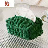 三维工匠福利款ins风奶油色纯色纸巾盒简约纸巾抽布艺纸巾套收纳袋抽纸盒 泡泡森林绿抽纸盒(适合市面正常大小号抽纸)