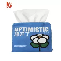 三维工匠蚊字邮局 想开了纸巾盒原创设计简约家用客厅车载办公室抽纸盒 W 蓝色-大号 (20X11X6CM)