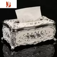 三维工匠欧式纸巾盒客厅创意抽纸北欧ins家用纸抽盒KTV茶几简约餐巾盒 银白