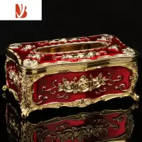 三维工匠欧式纸巾盒客厅创意抽纸北欧ins家用纸抽盒KTV茶几简约餐巾盒 金红