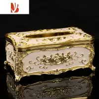 三维工匠欧式纸巾盒客厅创意抽纸北欧ins家用纸抽盒KTV茶几简约餐巾盒 金白