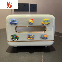 三维工匠可爱多纸巾盒桌面收纳盒办公室抽纸盒客厅创意茶几家用纸抽盒 绿色卡通