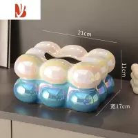 三维工匠创意轻奢网红棉花糖高端抽纸巾盒客厅餐厅茶几家居装饰品摆件陶瓷 3054(蔚蓝)一个