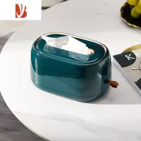 三维工匠桌面升降纸巾盒客厅轻奢家用卧室厨房弹力托抽纸盒壁挂式 墨绿金[内置弹簧、自动升降]