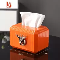 三维工匠创意家用客厅纸巾盒轻奢茶几抽纸盒简约桌面摆件塑料纸巾盒 活力橙