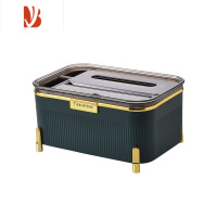 三维工匠纸巾盒抽纸盒客厅创意轻奢多茶几摆台多遥控器桌面收纳盒 轻奢风 墨荷绿