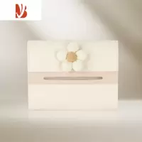 三维工匠车载纸巾盒汽车椅背遮阳板挂式抽纸盒女士车内高级感餐巾收纳挂袋 黄花瓣-米色皮革纸巾盒