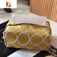 三维工匠日系铃鼓纸巾盒刺绣棉麻ins风 布艺纸巾套纸巾袋小黄花雏菊皆川明 铃鼓-黄色