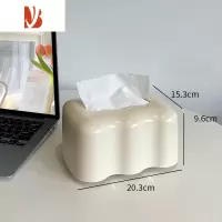 三维工匠栋哈创意纸巾盒客厅轻奢风摆件高端家用桌面抽纸盒餐巾纸盒 奶白色
