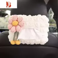 三维工匠车载纸巾盒可爱简约挂式汽车抽纸盒高级感收纳扶手车内装饰用品 粉色小花泡芙纸巾盒