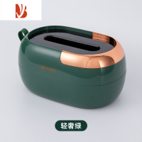 三维工匠纸巾盒抽纸盒家用客厅茶几轻奢壁挂式免打孔弹簧纸巾收纳盒 轻奢绿-升级镀金款[桌面/壁挂两用]