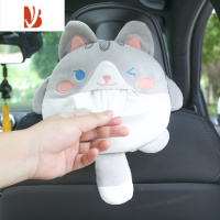 三维工匠创意车载纸巾盒汽车内卡通挂式抽纸盒车上可爱扶手箱遮阳板纸抽盒 车载纸巾盒[眨眼喵]