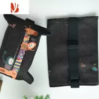 三维工匠车载纸巾盒ins抽纸盒收纳布艺纸巾包椅背挂式遮阳板纸巾套背带式 深咖底长颈鹿(背带)