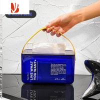 三维工匠家 ins透明亚克力弹簧纸巾盒 克莱因蓝抽纸盒 简约轻奢风 克莱因蓝纸巾盒