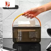 三维工匠家 ins透明亚克力弹簧纸巾盒 克莱因蓝抽纸盒 简约轻奢风 透明黑纸巾盒