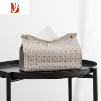 三维工匠网红轻奢纸巾盒艺术感抽纸盒卫生间家用纸巾盒客厅皮革收纳盒 卡洛藤编-蜜茶色(两个装)